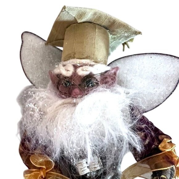 Mark Roberts Fairy Elf Graduate Books Glasses 10" Brown Gold Wings Graduationcor - Picture 2 of 6